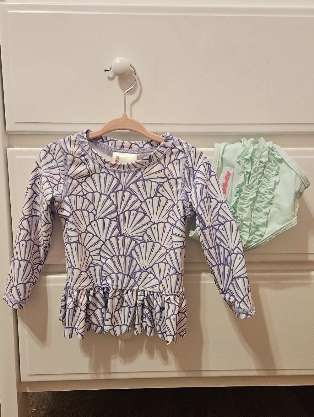 Ruffle Butts Magical Mermaid Scallop Hem Rashguard 2pc Swimsuit- Size 18-24m